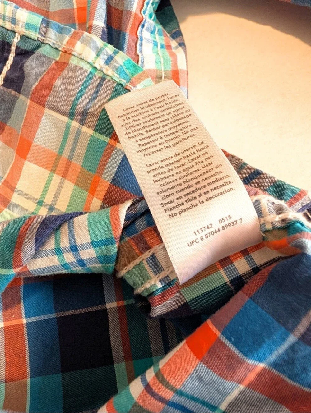 Osh Kosh B'Gosh Boys 2T Blue Green  Orange Plaid Long Sleeve Button Down Button